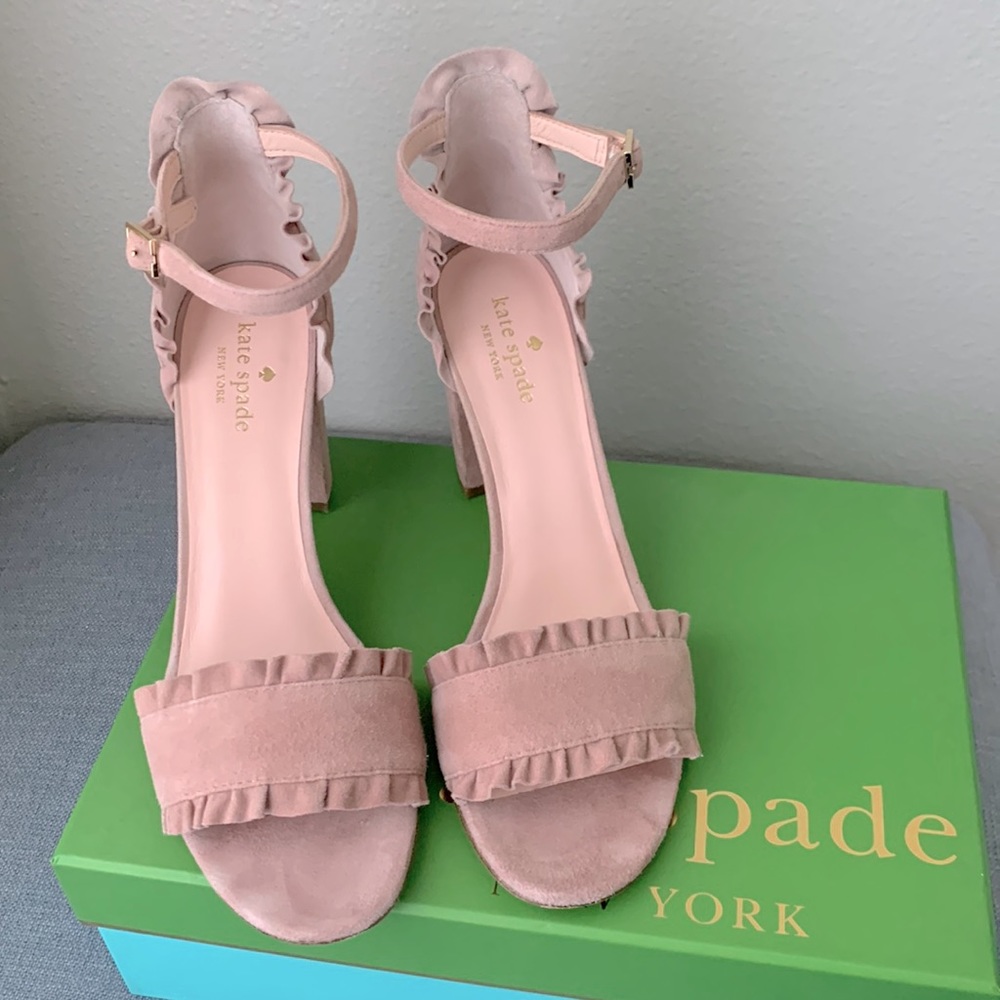 Kate Spade Odell blush suede heels